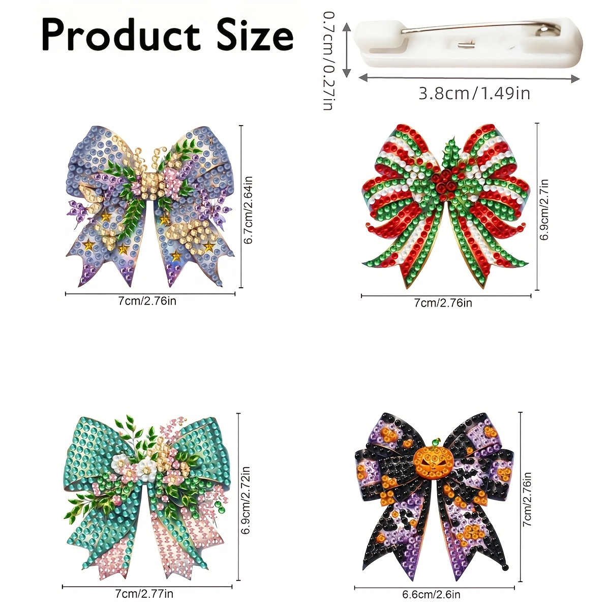 4pcs Bow-Themed Diamond Painting Brooch Set